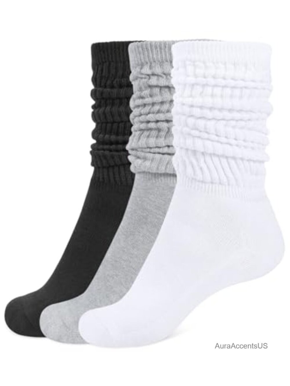Combed Cotton Slouch Socks Scrunch Boot Socks 3 Pair